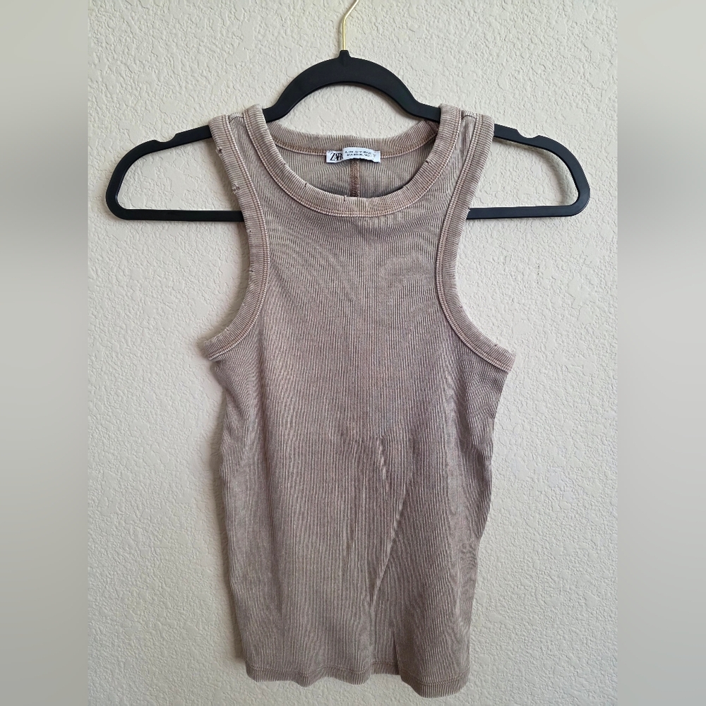 Zara Beige Ribbed Top